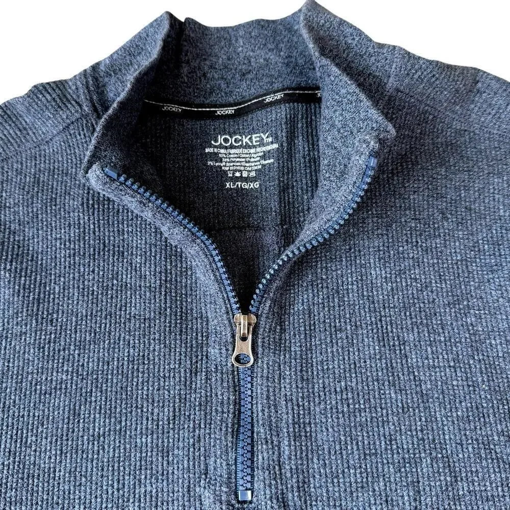 JOCKEY Long Sleeves 1/4 Zip Pullover Thermal Knit Sweatshirt Size XL Slate Blue